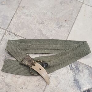 Stylish Olive Woven Belt with Real Horn Buckle.